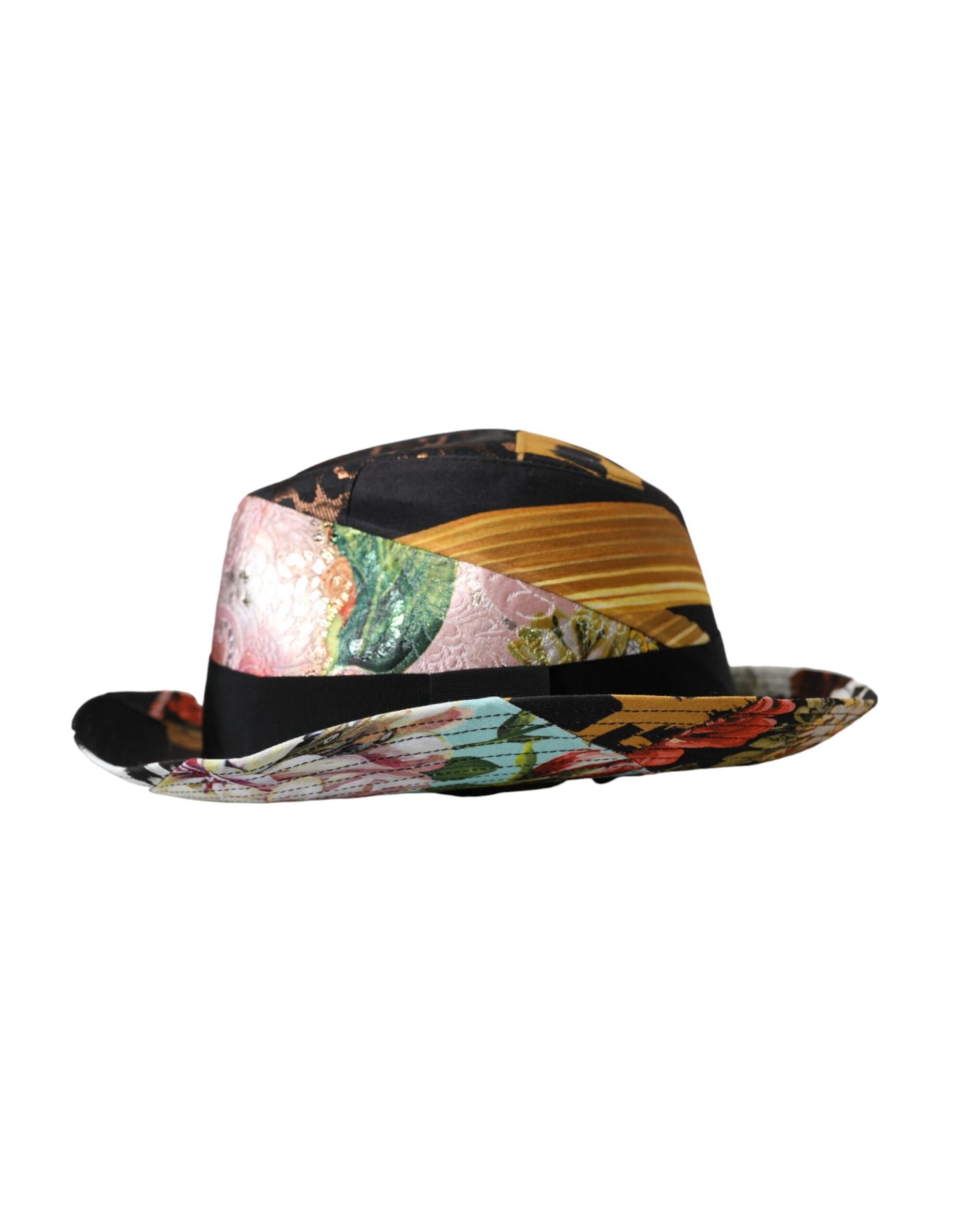 Cappello Fedora a tesa larga da donna patchwork multicolore Dolce &amp; Gabbana