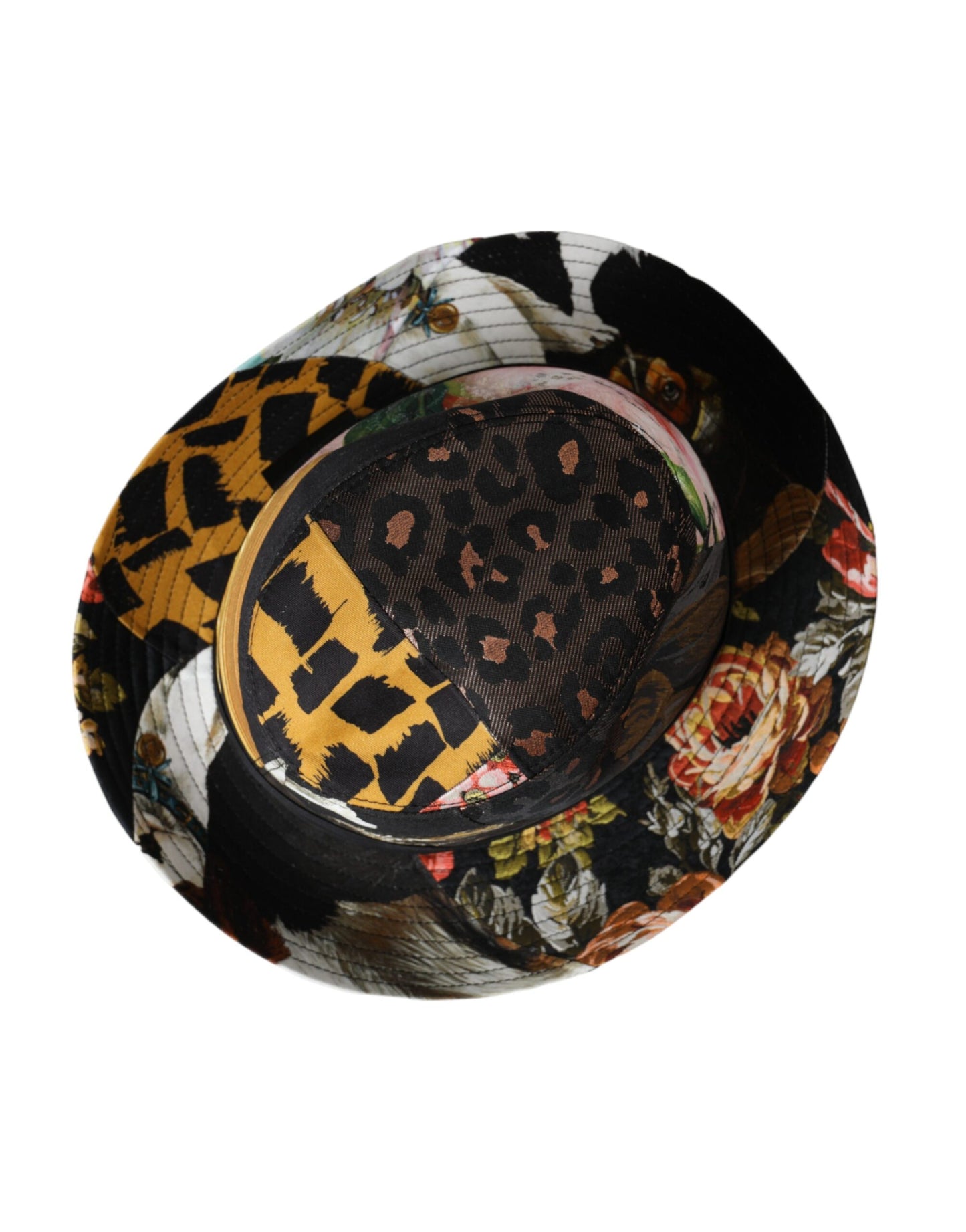 Cappello Fedora a tesa larga da donna patchwork multicolore Dolce &amp; Gabbana