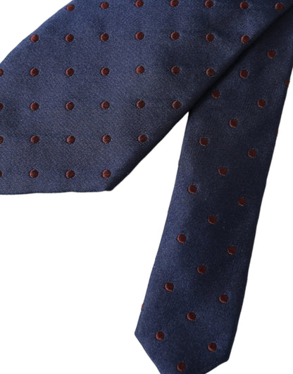 Dolce & Gabbana Blue Polka Dot 100% Silk Adjustable Men Tie