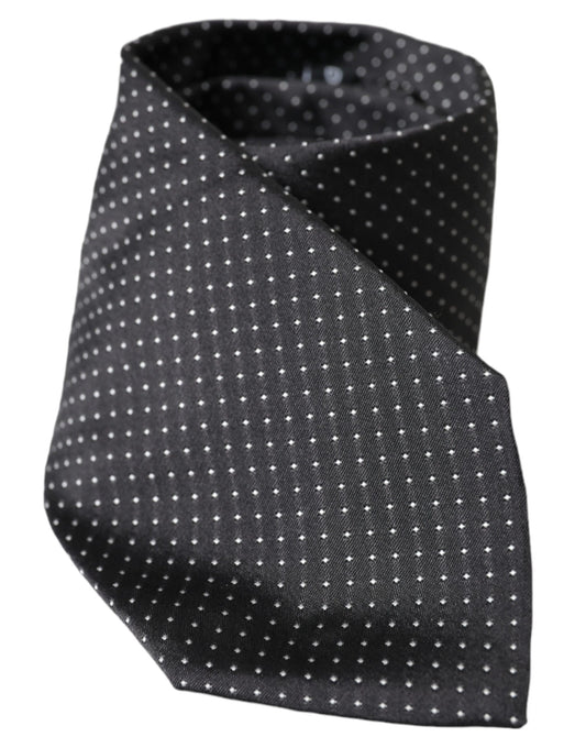 Dolce & Gabbana Black Polka Dot Silk Adjustable Men Tie