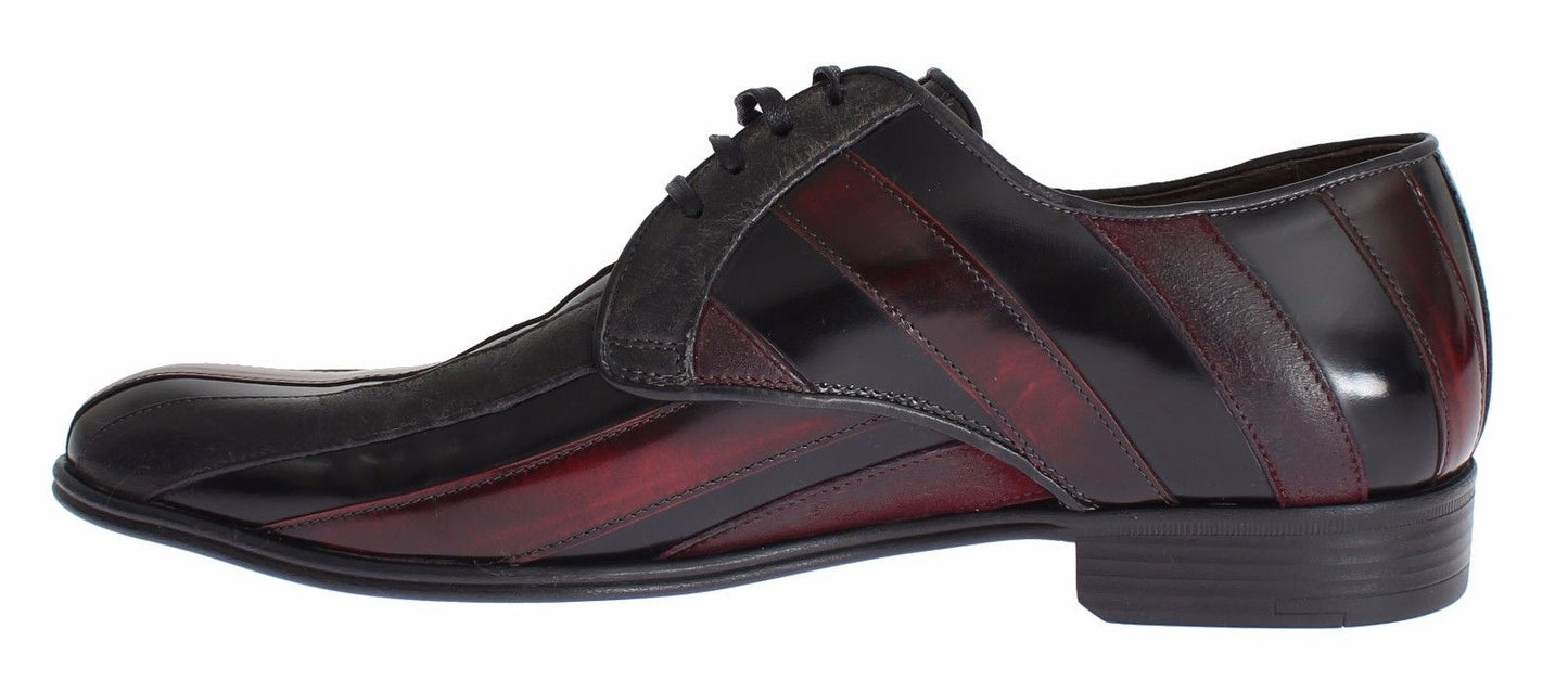 Dolce &amp; Gabbana eleganti scarpe eleganti in pelle a righe bordeaux nere