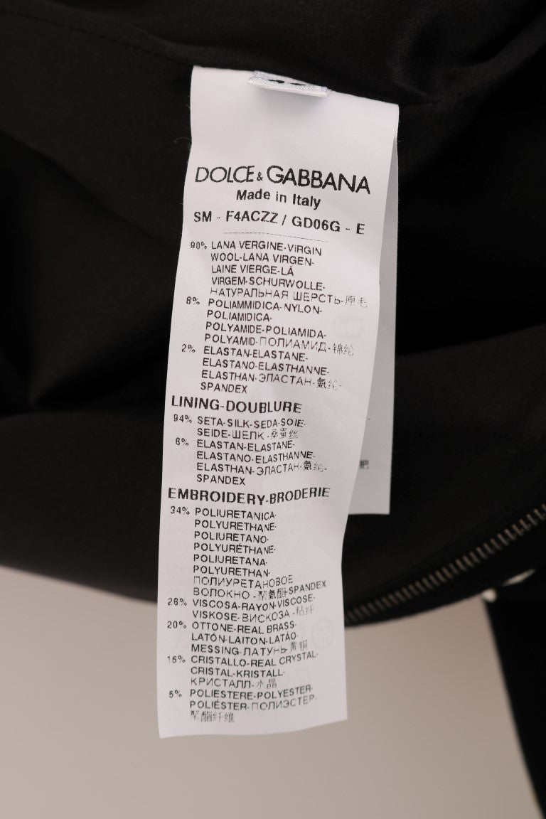 Dolce &amp; Gabbana Gonna tubino in cristallo barocco floreale bianco nero