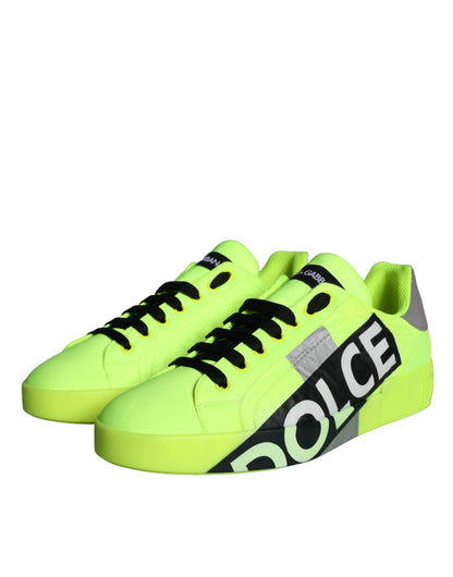 Dolce &amp; Gabbana Neon Green Logo Tape Sneakers basse