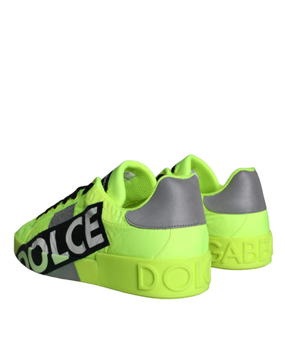 Dolce &amp; Gabbana Neon Green Logo Tape Sneakers basse