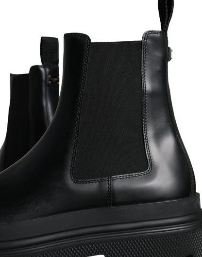 Scarpe da trekking elasticizzate slip-on in pelle nera Dolce &amp; Gabbana