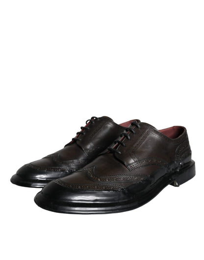 Scarpe da uomo formali Dolce &amp; Gabbana in pelle nera Oxford con punta a coda di rondine