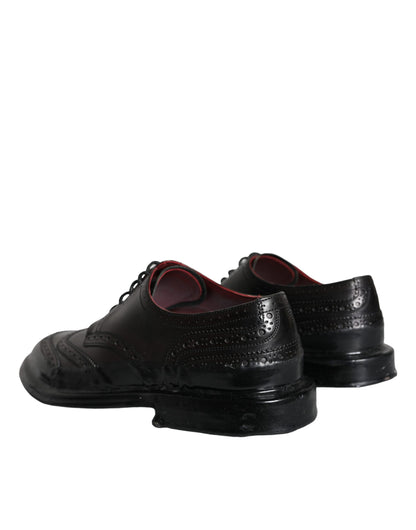 Scarpe da uomo formali Dolce &amp; Gabbana in pelle nera Oxford con punta a coda di rondine