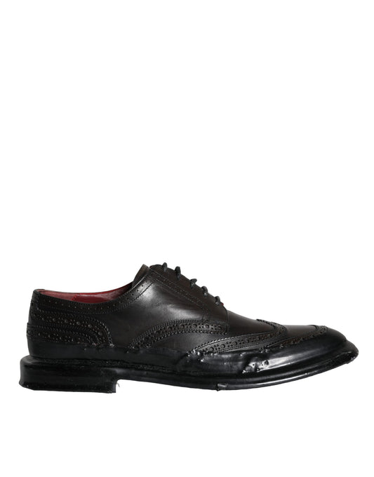 Scarpe da uomo formali Dolce &amp; Gabbana in pelle nera Oxford con punta a coda di rondine