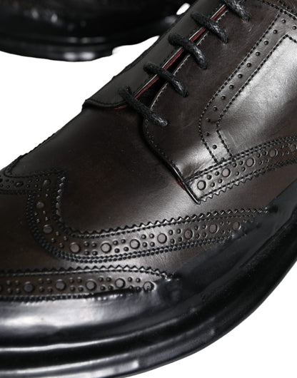 Scarpe da uomo formali Dolce &amp; Gabbana in pelle nera Oxford con punta a coda di rondine