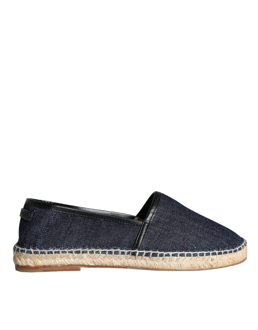 Scarpe Espadrillas in pelle di cotone denim blu Dolce &amp; Gabbana