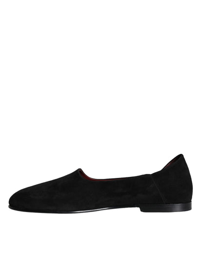 Dolce &amp; Gabbana Mocassini in pelle scamosciata nera Scarpe formali slip-on