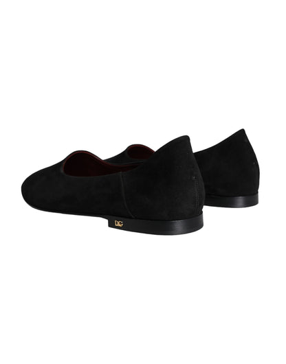 Dolce &amp; Gabbana Mocassini in pelle scamosciata nera Scarpe formali slip-on