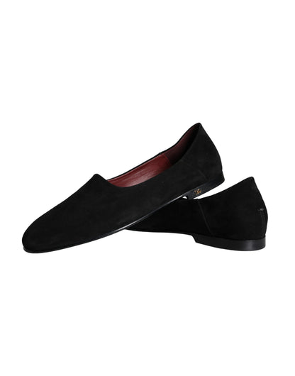 Dolce &amp; Gabbana Mocassini in pelle scamosciata nera Scarpe formali slip-on