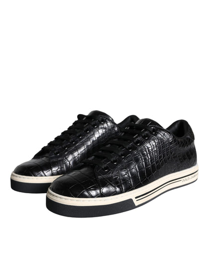 Dolce &amp; Gabbana Scarpe da ginnastica basse in pelle nera da uomo