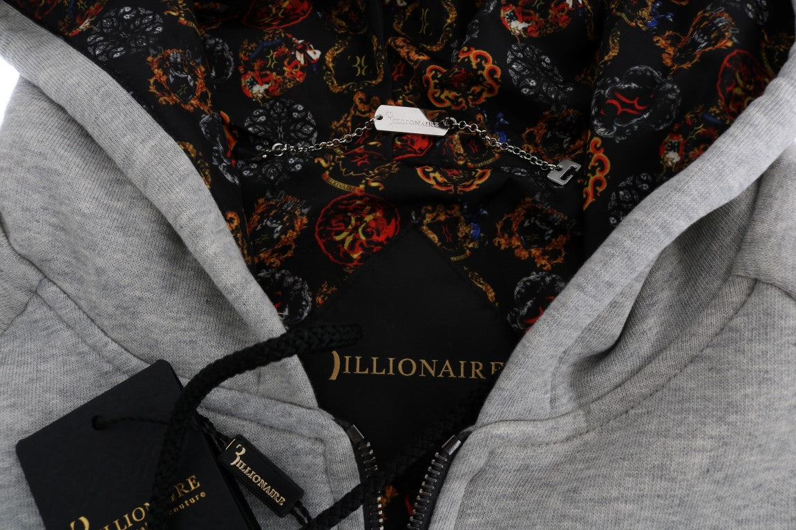 Элегантный серый хлопковый спортивный костюм с капюшоном Billionaire Italian Couture