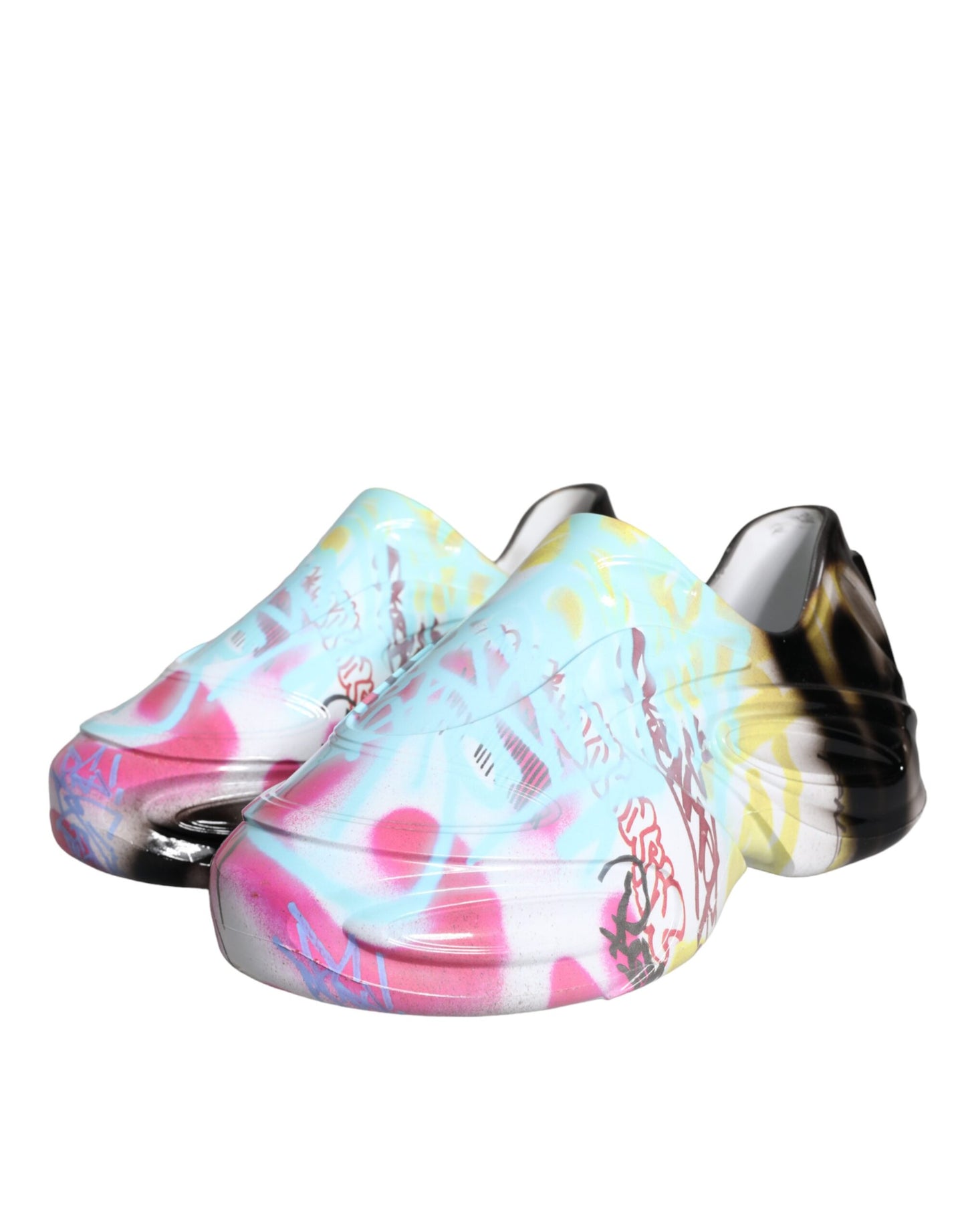 Dolce &amp; Gabbana Multicolor Graffiti Rubber Low Top Sneakers Scarpe