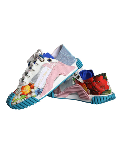 Dolce &amp; Gabbana Multicolor Patchwork NS1 Low Top Sneaker Scarpe