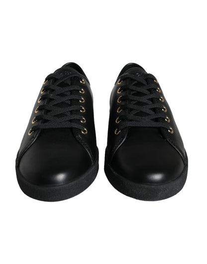 Dolce &amp; Gabbana Scarpe da ginnastica classiche in pelle nera dorata