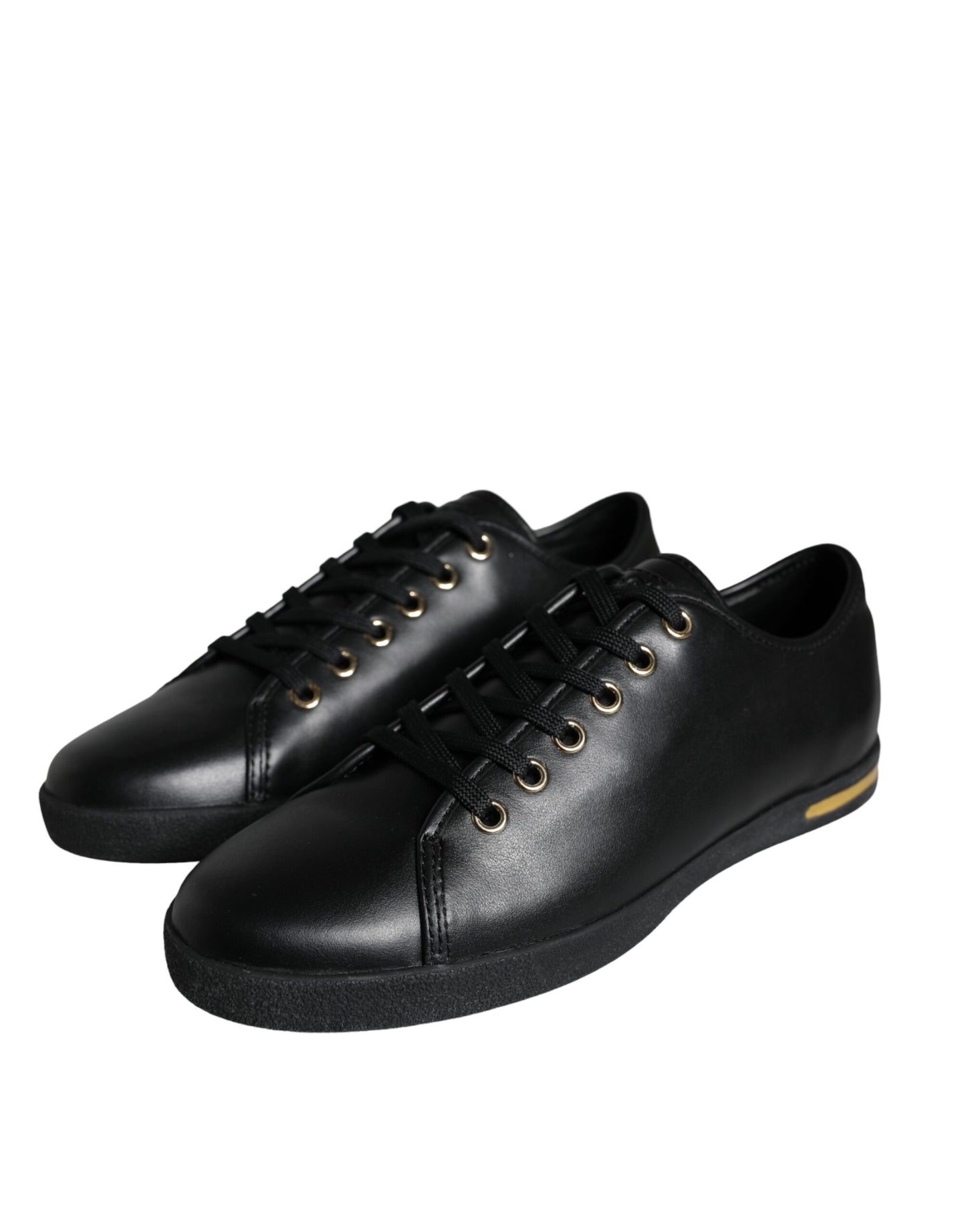 Dolce &amp; Gabbana Scarpe da ginnastica classiche in pelle nera dorata