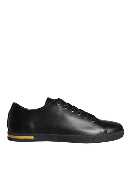 Dolce &amp; Gabbana Scarpe da ginnastica classiche in pelle nera dorata