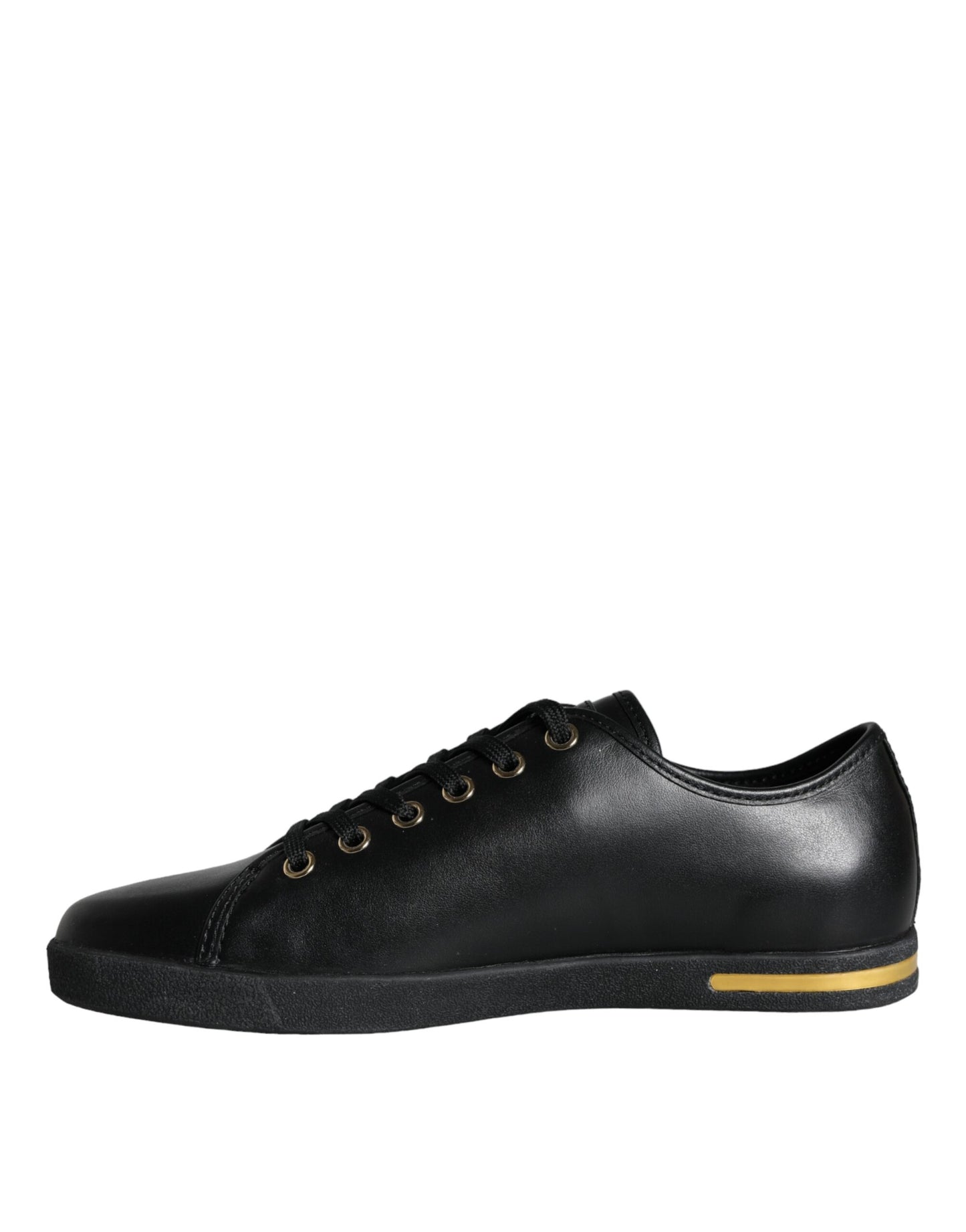 Dolce &amp; Gabbana Scarpe da ginnastica classiche in pelle nera dorata