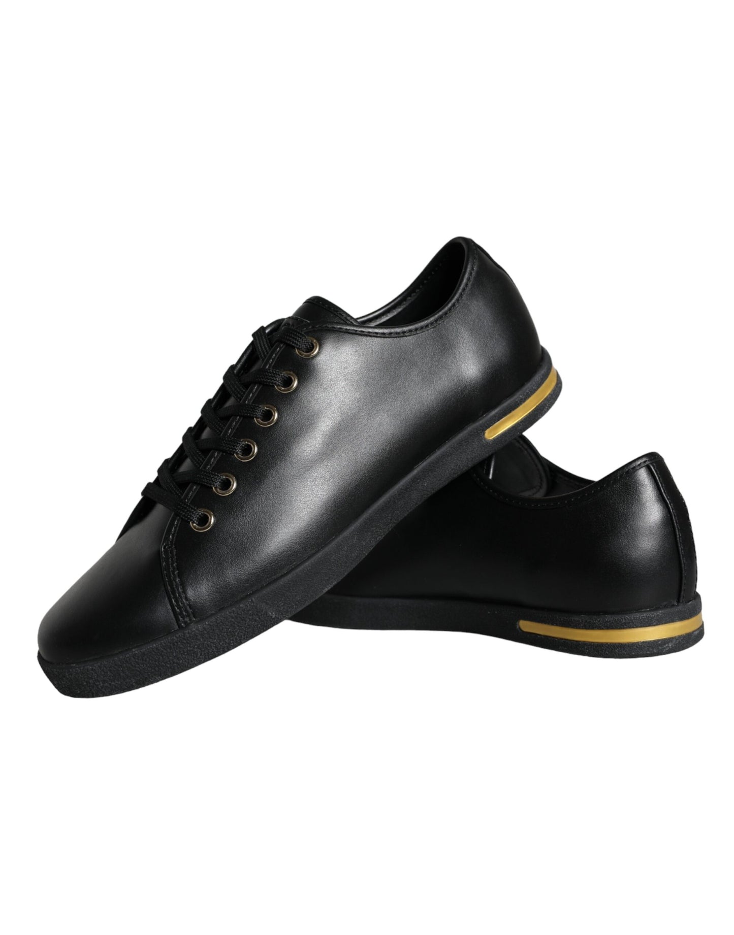 Dolce &amp; Gabbana Scarpe da ginnastica classiche in pelle nera dorata