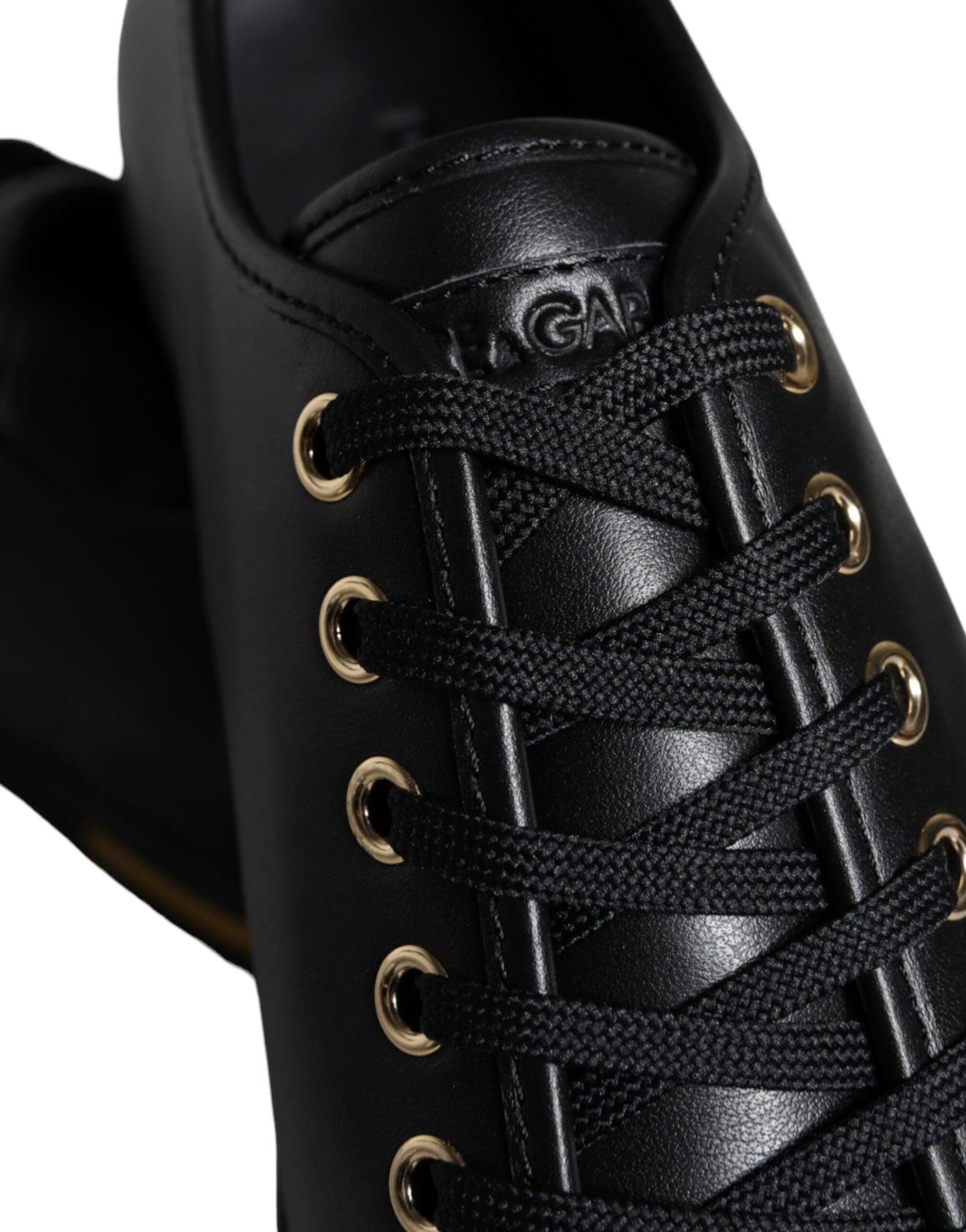 Dolce &amp; Gabbana Scarpe da ginnastica classiche in pelle nera dorata