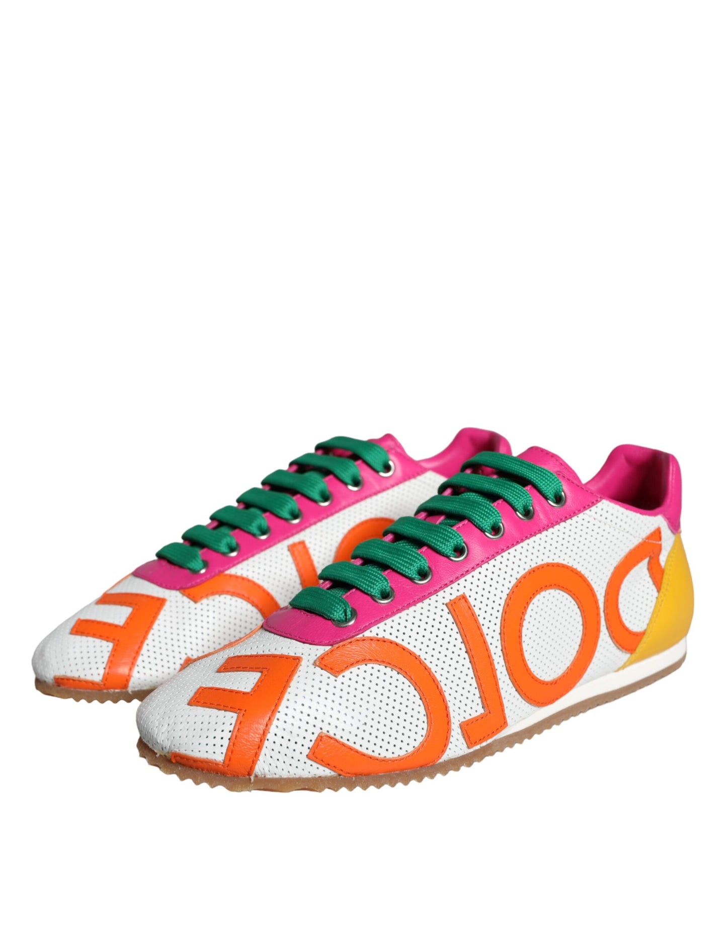 Dolce &amp; Gabbana Multicolor Leather Logo Casual Sneakers Scarpe