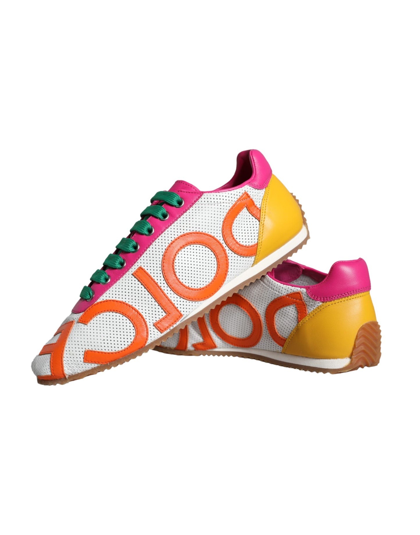 Dolce &amp; Gabbana Multicolor Leather Logo Casual Sneakers Scarpe