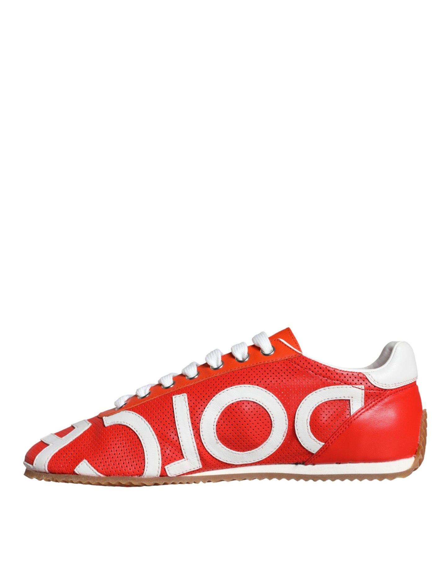 Dolce &amp; Gabbana Scarpe da ginnastica casual in pelle rossa e bianca con logo