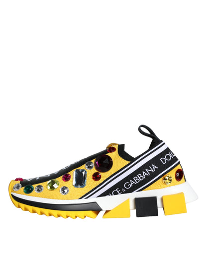 Dolce &amp; Gabbana Sneakers con cristalli Sorrento gialli Scarpe da donna