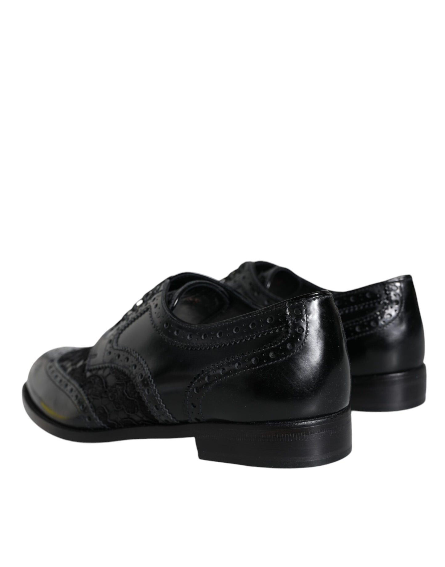 Dolce & Gabbana Black Leather Floral Lace Dress Formal Shoes