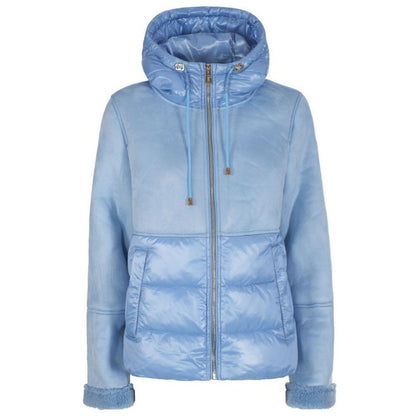 Yes Zee Light Blue Nylon Jackets & Coat