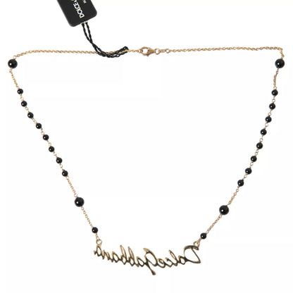 Collana con rosario Dolce &amp; Gabbana in argento sterling 925 con perline nere