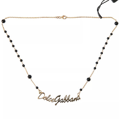 Collana con rosario Dolce &amp; Gabbana in argento sterling 925 con perline nere