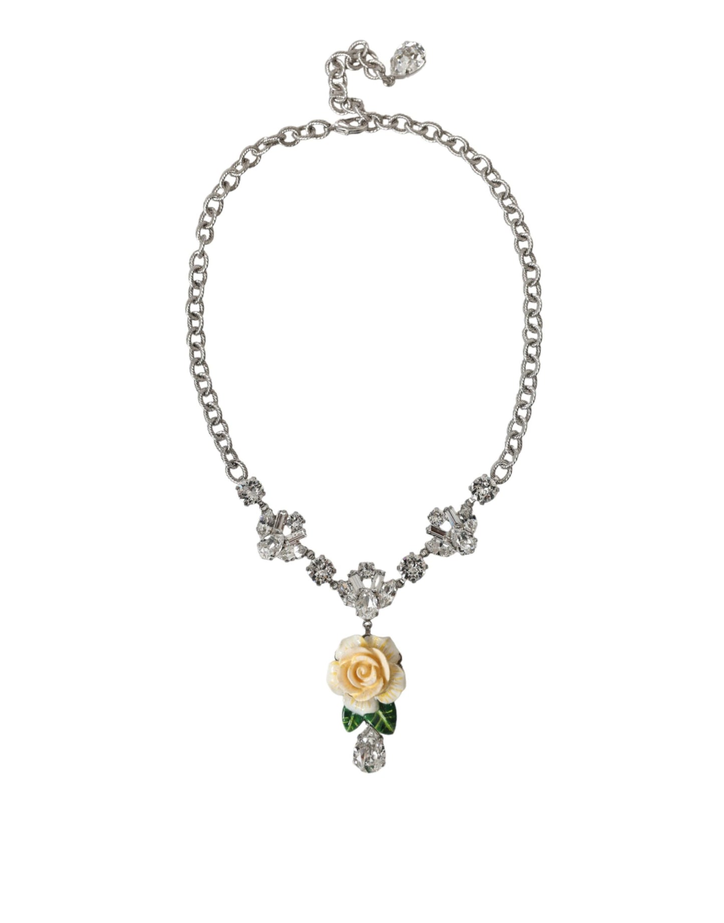 Collana con ciondolo in ottone e cristalli trasparenti Dolce &amp; Gabbana in argento e rose