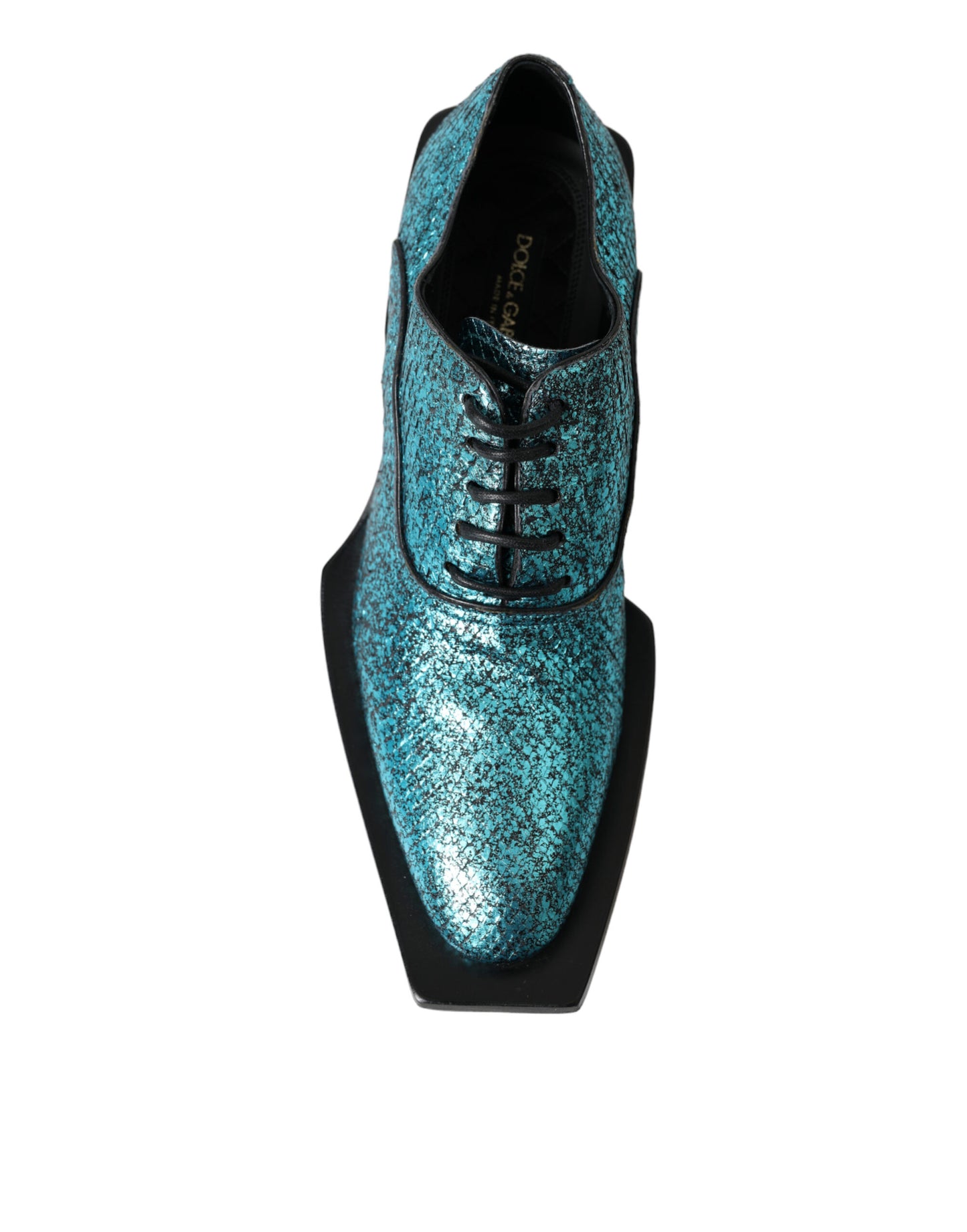 Scarpe eleganti con tacco a blocco in pelle blu Dolce &amp; Gabbana