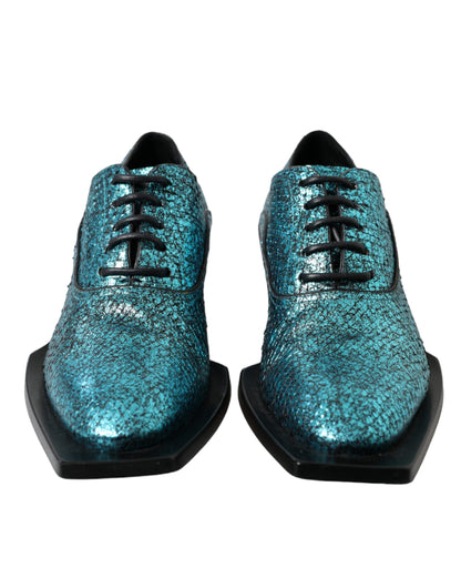 Scarpe eleganti con tacco a blocco in pelle blu Dolce &amp; Gabbana