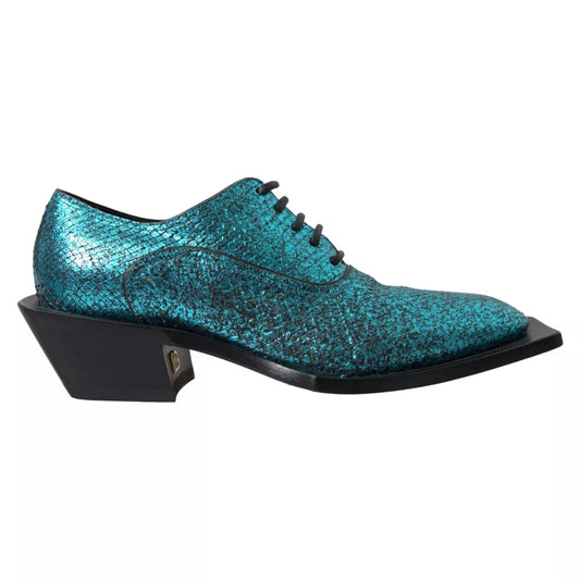 Scarpe eleganti con tacco a blocco in pelle blu Dolce &amp; Gabbana