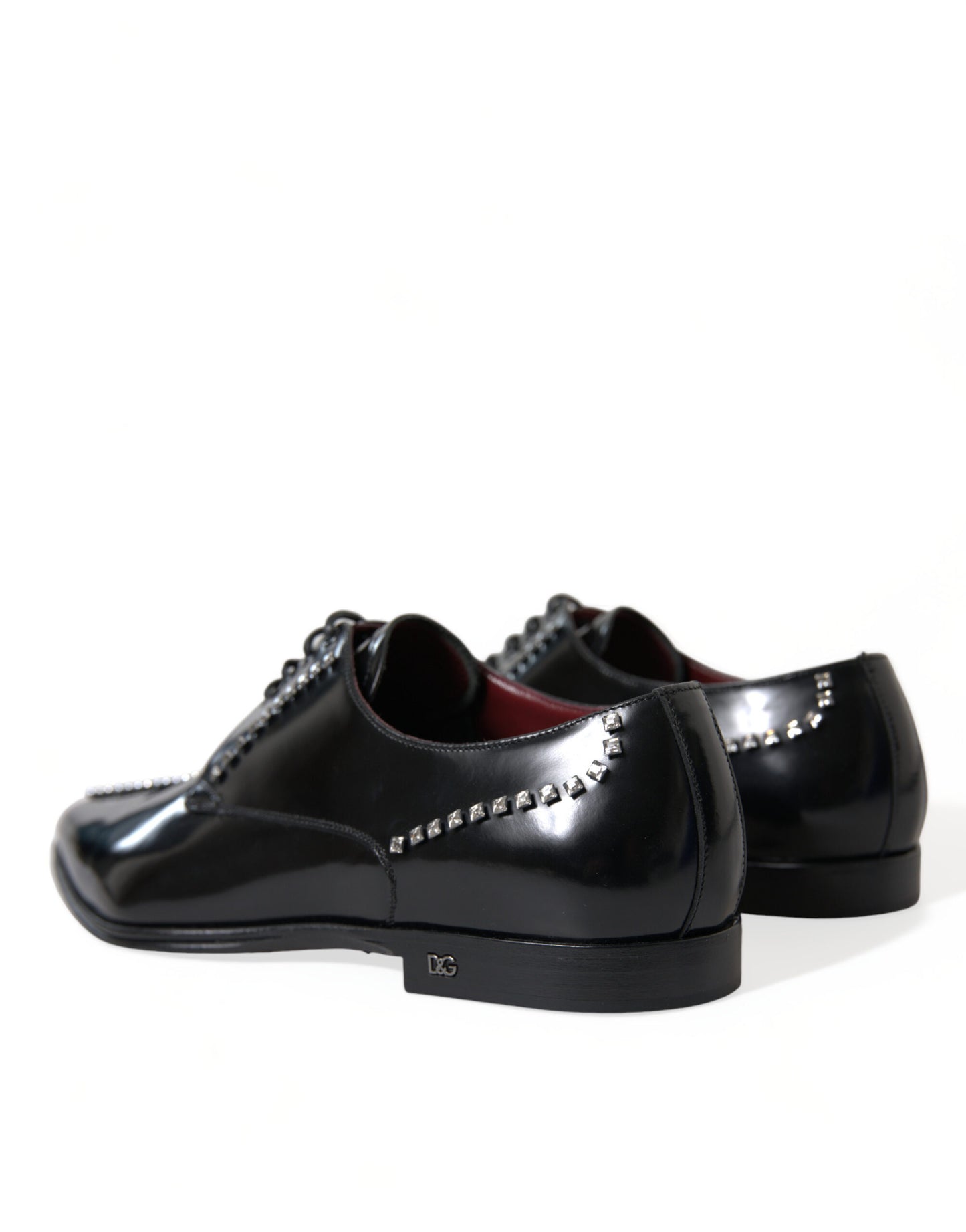 Dolce & Gabbana Black Leather Crystal Dress Formal Shoes