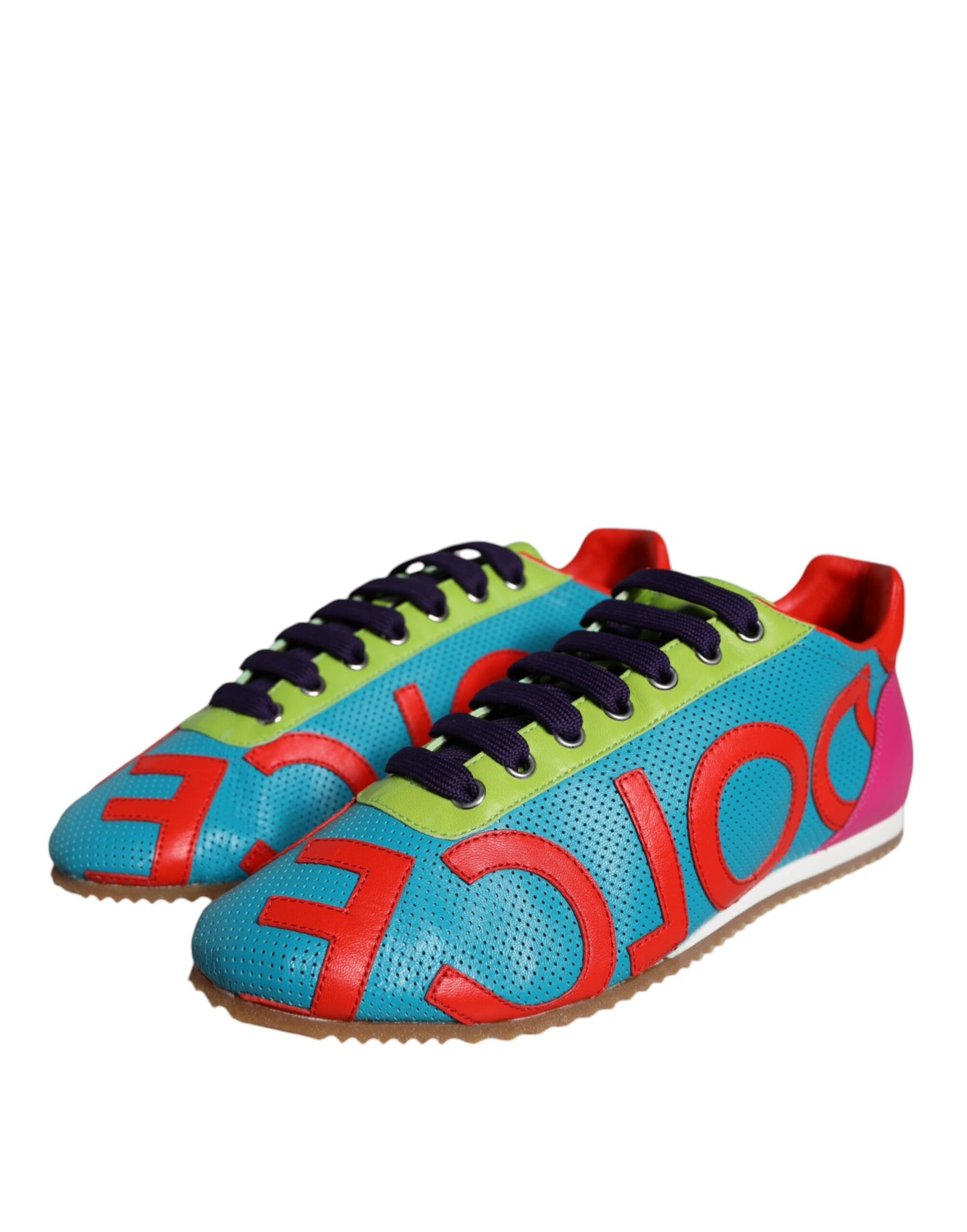 Dolce &amp; Gabbana Multicolor Leather Logo Casual Sneakers Scarpe