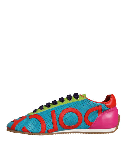 Dolce &amp; Gabbana Multicolor Leather Logo Casual Sneakers Scarpe