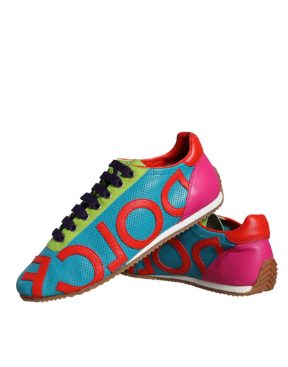 Dolce &amp; Gabbana Multicolor Leather Logo Casual Sneakers Scarpe