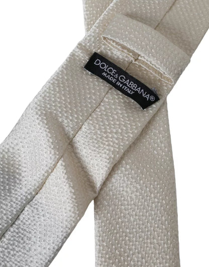 Cravatta regolabile da uomo Dolce &amp; Gabbana Off White 100% seta