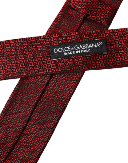 Cravatta regolabile da uomo Dolce &amp; Gabbana in seta 100% con fantasia rossa