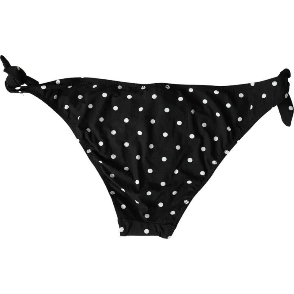 Dolce & Gabbana Black Polka Dot Swimwear Beachwear Bottom Bikini