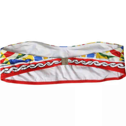 Dolce & Gabbana Multicolor Carretto Bandeau Swimwear Top Bikini