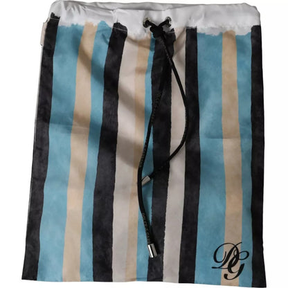 Dolce & Gabbana Multicolor Stripes Logo Beachwear Brief Swimwear