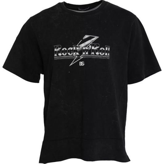 Dolce &amp; Gabbana T-shirt girocollo in cotone con stampa grafica nera