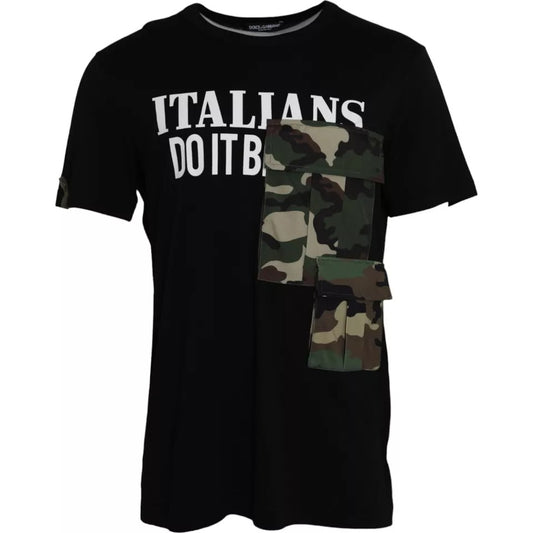 Dolce &amp; Gabbana T-shirt a maniche corte in cotone mimetico nero